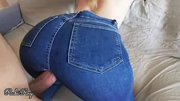 Play Horny step sister fucks in ripped denim and takes a big load of cum